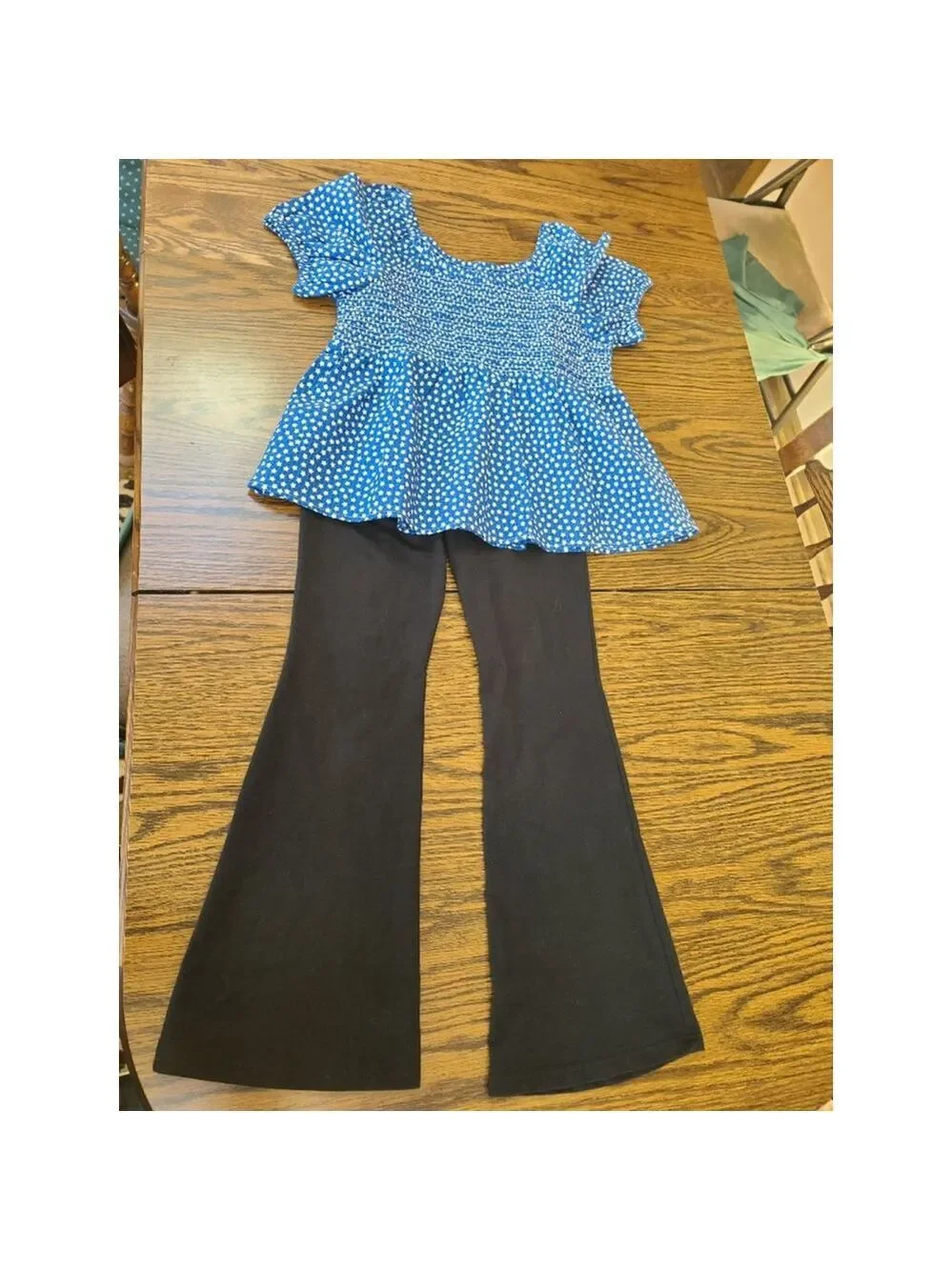 Cat & Jack Girls XL Blue Top & Black Pants Set